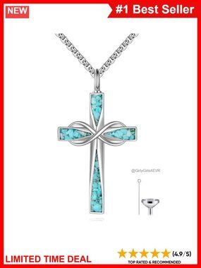 925 Sterling Silver Cross Urn Necklace for Ashes Memorial Pendant Cremation